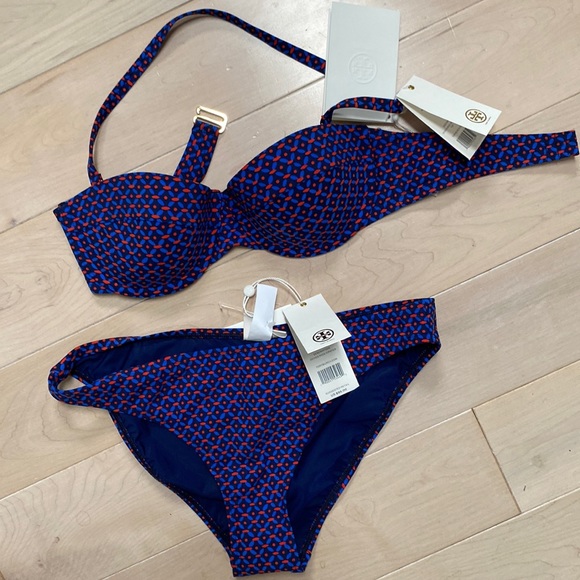 Tory Burch Navy Sea Ochos Rios blue red swimsuit